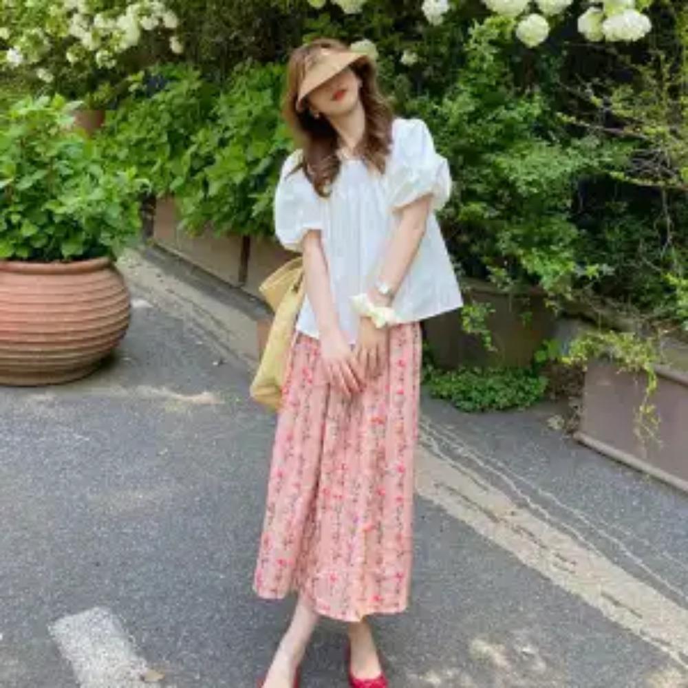 

Square Collar Puff Sleeve Solid Color Shirt Women s Clothing Summer Fashion Female Korean Preppy Style Sweet Folds Blouses S бежевий