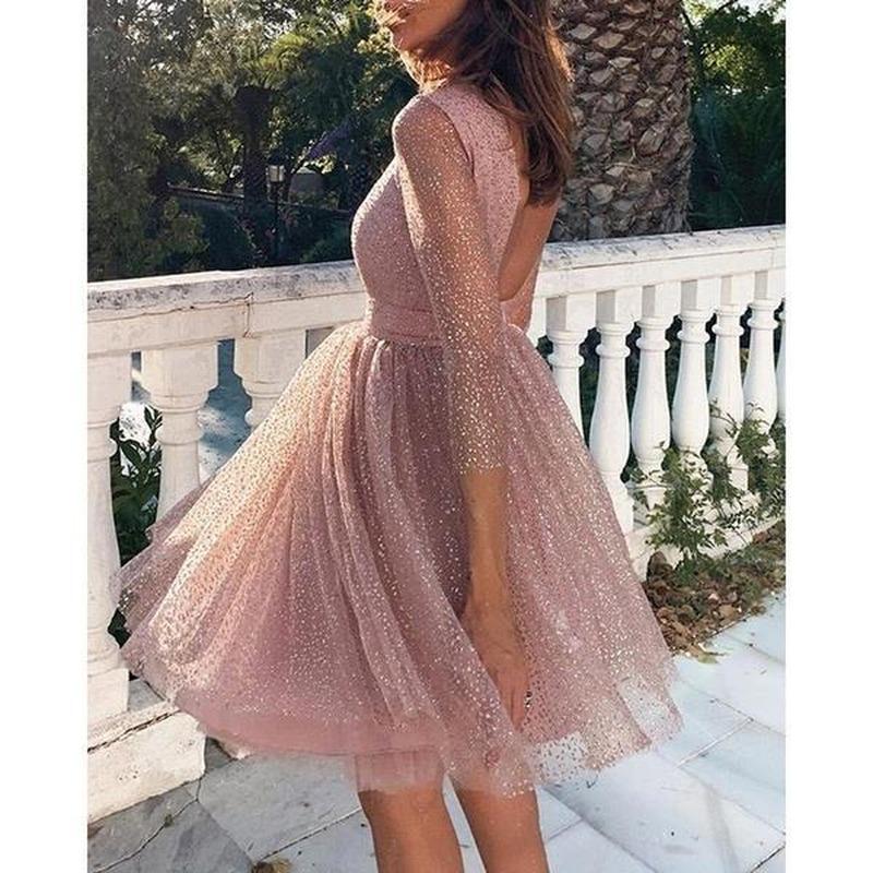 Rochie cu mânecă lungă pentru femei Rochie de seară cu talie înaltă Rochie pentru petrecere Cocktail Rochie subțire la modă pentru femei