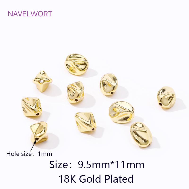 

18K Gold Plated Brass Irregular Rhombus Spacer Bead Bracelet Beads For Jewelry Making Findings DIY Handmade Crafts Wholesale 2 pieces