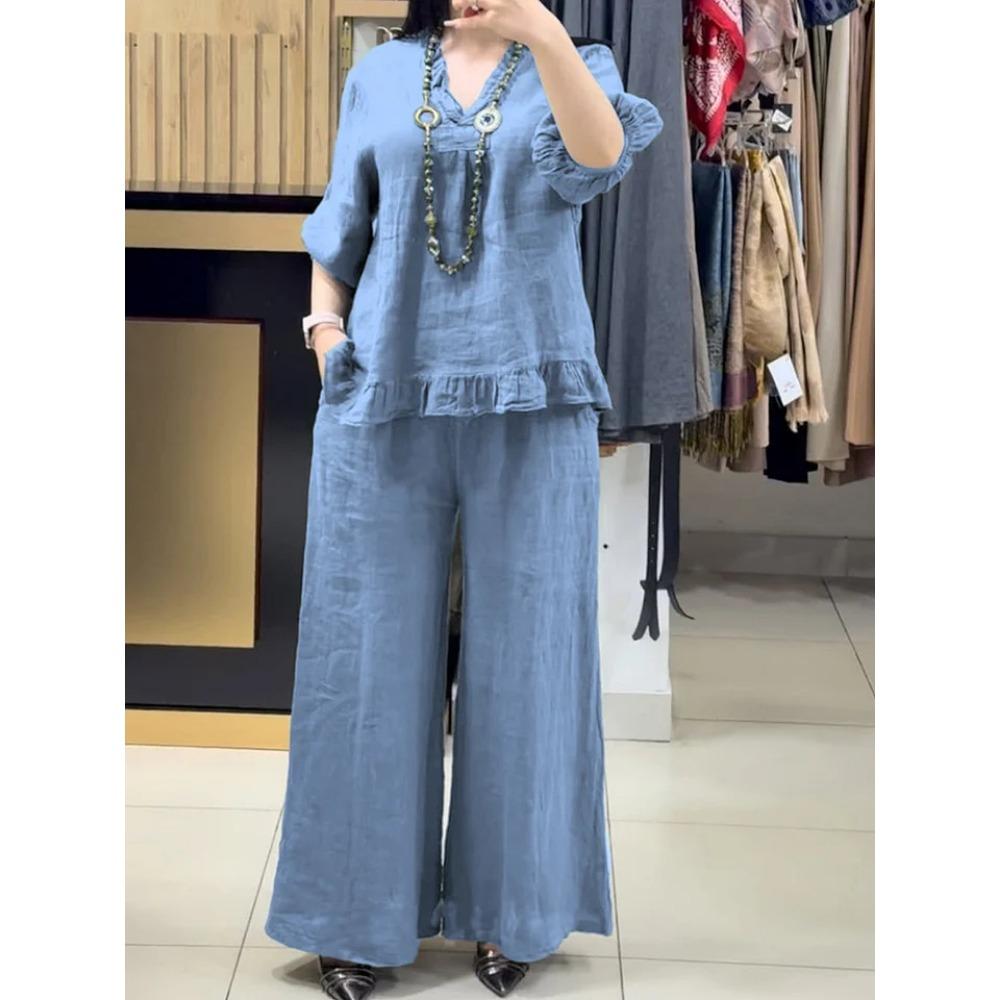 Fashionable Casual Loose Short-sleeved Plus-size Suit for Women
