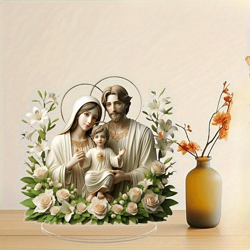 2D Flat Acrylic Holy Home Decoration, Indoor and Outdoor Decoration - No Battery/electricity Required, Free Day Decoration, Shop Decoration,
