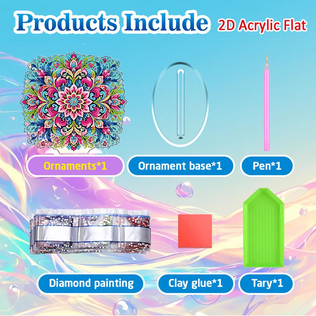 Flower DIY 2D Flat Acrylic Diamond Art Decorations Round Drill Crystal Art Craft Decoration for Adults Gift Home Decor