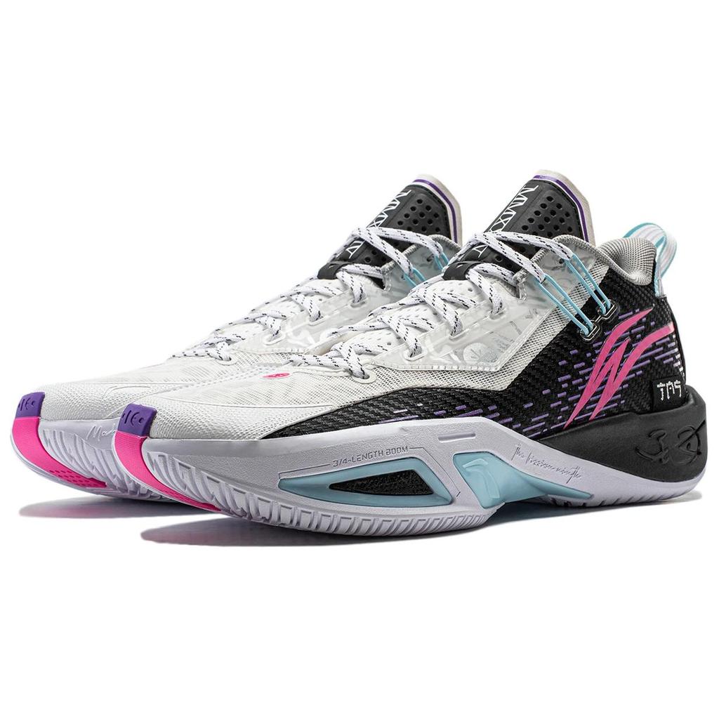 Li Ning Comfortable Shock Absorbing Breathable Low Top Basketball Shoes Men sneaker Black White ABPU003-5