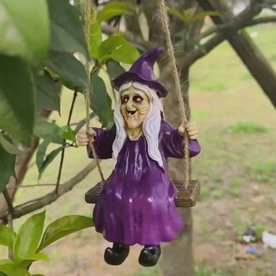 Halloween Houpačka Duch Socha Pryskyřice Duch Pes Čarodějnice na Houpačce Figurka Venkovní