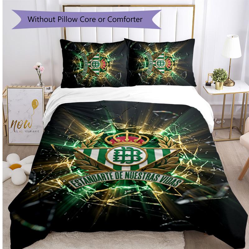 Set Lenzuola Stampato Calcio Real Betis 3 Pezzi, Comodo Set Copripiumino per Camera da Letto Amico della Pelle