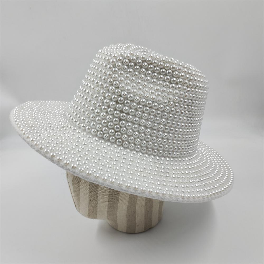 Rhinestone and Pearl Fedoras Jazz Hats for Men and Women Red Matching Black Diamond Fedoras Stage Banquet Cap 2022 Wholesale