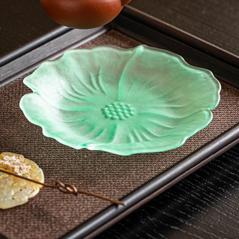 Household Tea Tray Flower Petal Small Tray Dim Sum Fruit Tray Japanese Style Kung Fu Tea Plate Coaster Table Decor Accessories