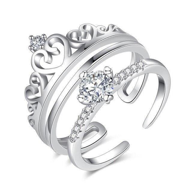 

Новое парное кольцо из стерлингового серебра 925 пробы с модной короной и инкрустацией из высококачественного циркония, регулируемые парные кольца для влюбленных, ювелирные изделия, подарок, 2 шт.