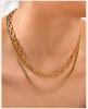 Chunky Chain Rope Link Stackable Necklace for Women, Stainless Steel Minimalist Jewelry, Gold Plated Oval Collar Chain Jewelry