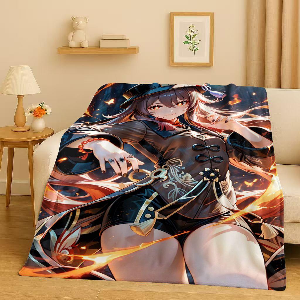 3D Genshin Impact Game Cartoon Flannel Blanket,Ultra Soft Warm Plush Throw for Home Bedroom Bed Sofa Cover Picnic Girl Gift
