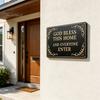 Dekorative Hausschilder Gott Segne Dieses Vintage Metallwandschild, Eisen Hängendes Schild Dekoration, Außenakzente Christliche Segenskunst für Garten Hof Veranda