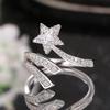 Huitan Super Fairy Star Cut Double Layer Sun, Moon & Stars Open Engagement Ring