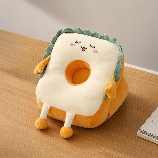 Toast-förmiges Nackenkissen, Leichtes Kissen zum Bauchschläfer-Nickerchen, Plüschtier-Kissen zum Kuscheln, für Büro und Klassenzimmer