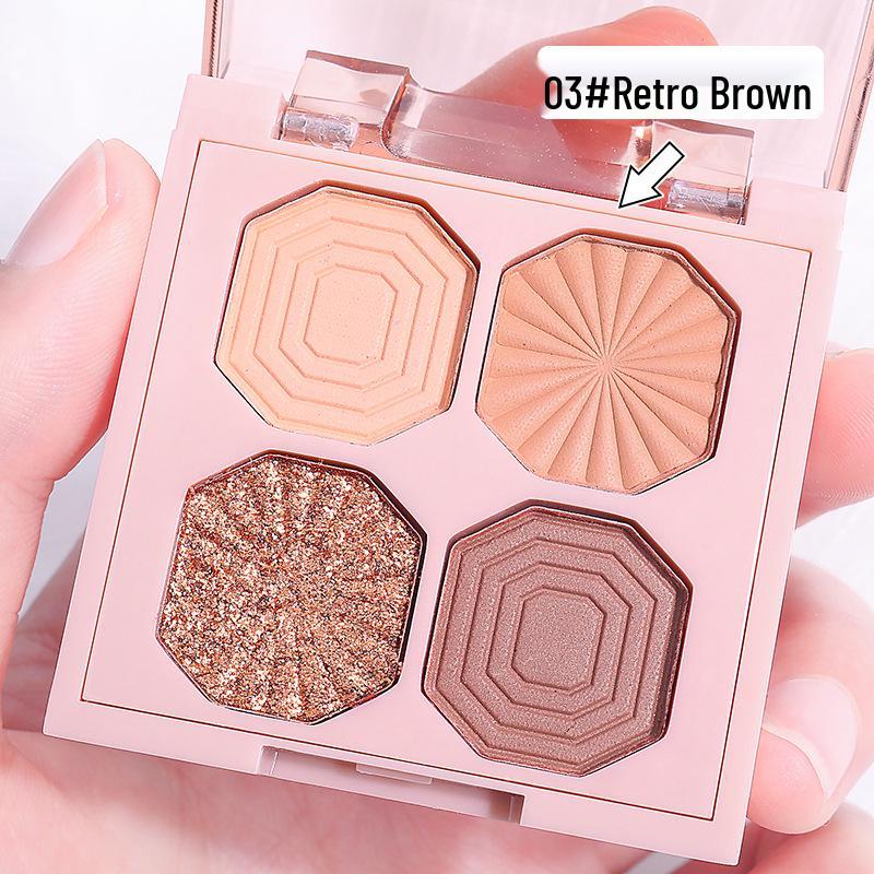 

Палетка теней для век Douyin Live Gem: Четырехцветные матовые и перламутровые с блестками, Земляные тона – Идеально для студентов. 03# Retro Brown