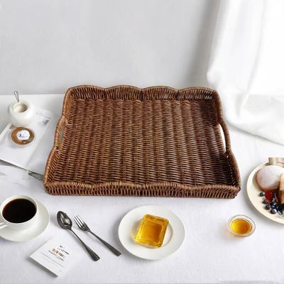 Storage Basket Storage Holder Retro Rattan Weave Design Storage Tray with Handles Multi-functional Countertop for Easy for Home