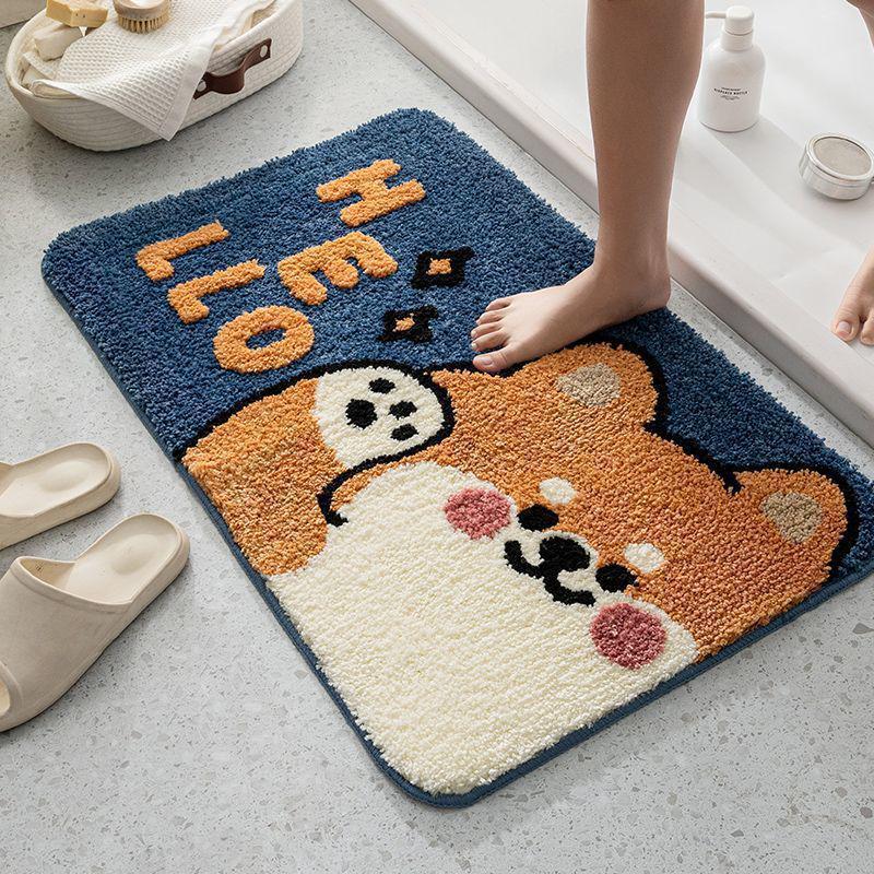 Cute Cartoon Non-Slip Bathroom Floor Mat & Toilet Door Foot Pad