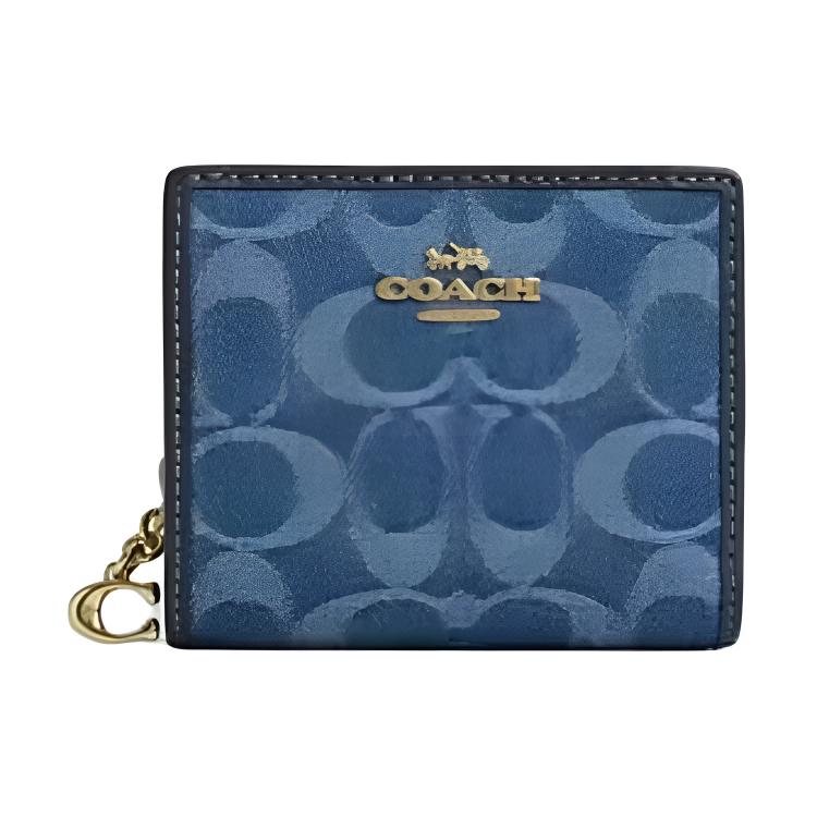 

Coach Snap Wallet 10 Brand Logo Gold Hardware Design Cotton Wallet Women wallet Indigo CDL51-IMTYV Indigo