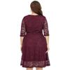 Women O-neck 3/4 Sleeve Dress High-Waist Hollow Lace Stitching Elegant Party Dress Plus Size Summer Casual Tunic Dress Streetwear
