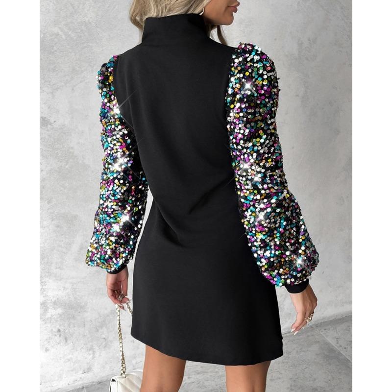 YYFS Women's Fashion Fall Winter Solid Color Print Long Sleeve O-Neck Casual Dresses