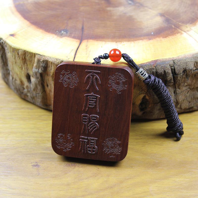 Hand-Carved Lightning-Struck Jujube Wood Thangka Box Pendant Ornament