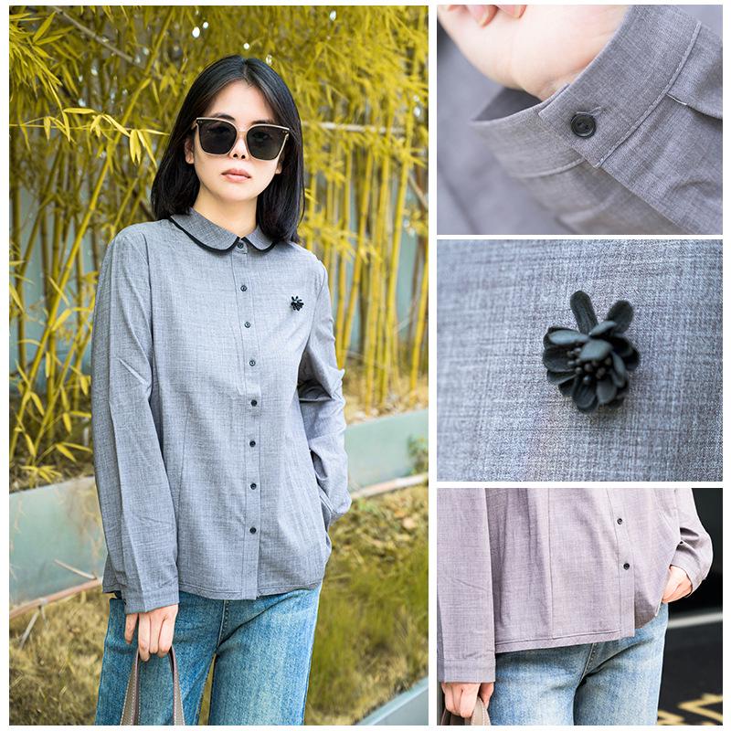 YUN Ink Black Women's Loose Casual Long-Sleeve Shirt Jacket - 2025 Autumn Collection