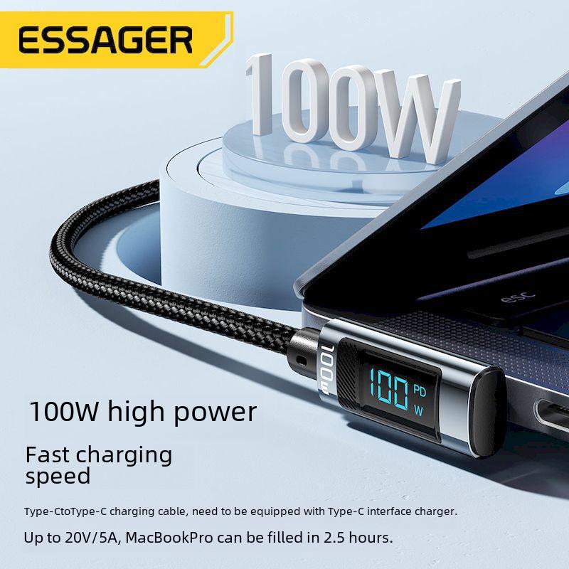 ESSAGER Digital Display Elbow Data Cable for Huawei, PD100W Fast Charging
