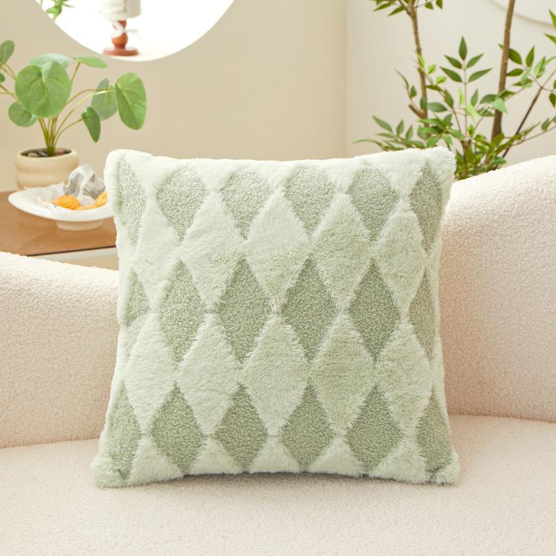 New Thai Rabbit Velvet Same Style Solid Color Plush Pillow Cover Square Cushion Leather
