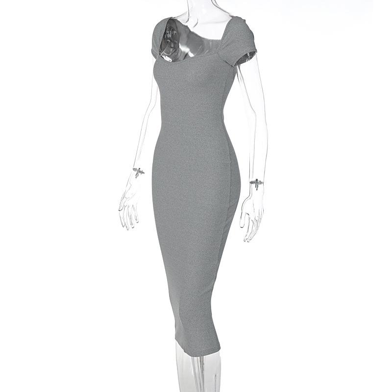 2026 Summer Trendy Women's One-Shoulder Ribbed Long Slim Fit Dress - European & American Style