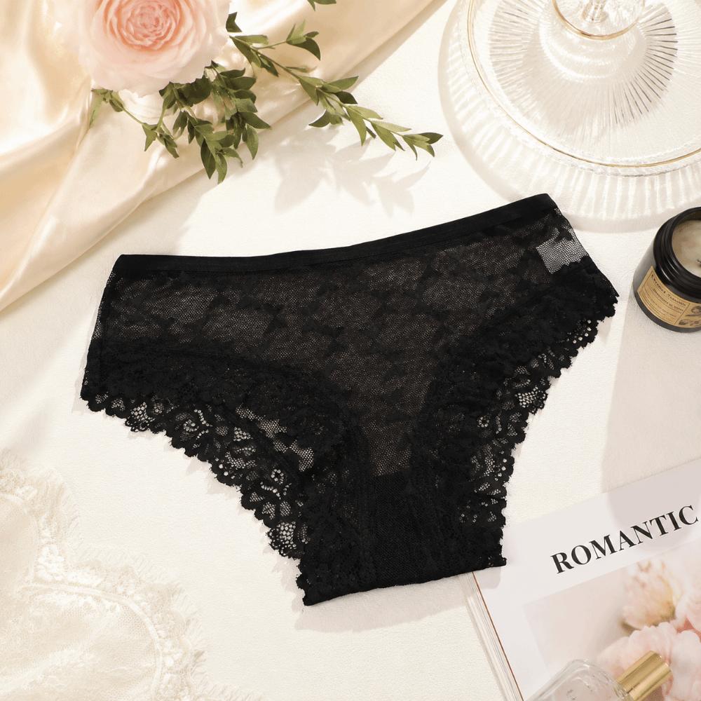 Transparent Lace Trim Briefs Seamless Perspective Underwear Lingerie Sheer Mesh Underwear  Gifts