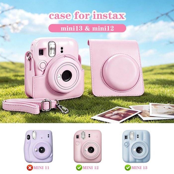 [Kinokoo] Instax Mini 13/12 Case, Detachable Top Cover & Photo Pocket on Back (Candy Pink)