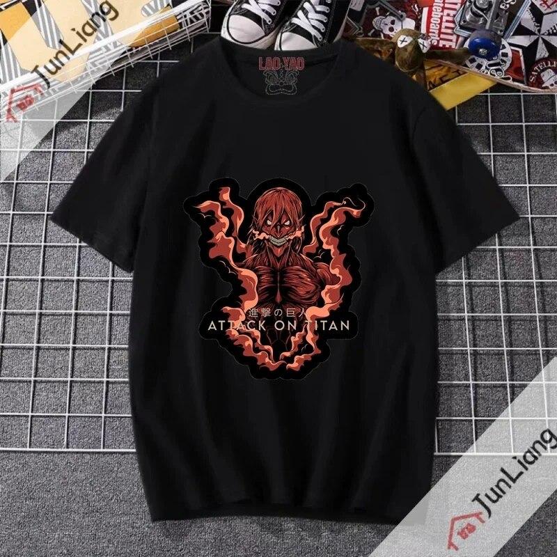 Tops Attack On Titan Y2k Graphic Printing Anime Japanese Unisex Clothing Cartoon T-shirt Short Sleeve Tee Streetwear Shirts Tees