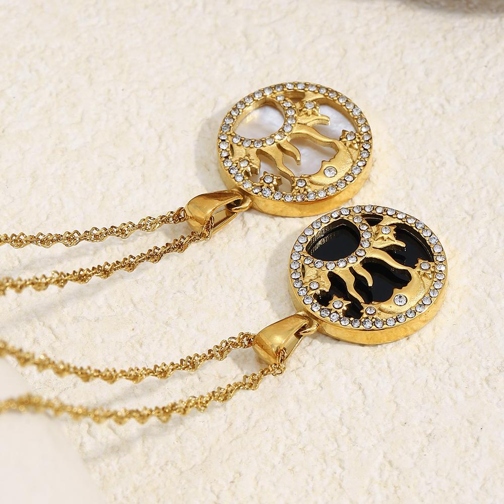 MamacitaSlay 316L Stainless Steel Shell Zircon Sun Pendant Necklace 18K Gold Plated Waterproof Jewelry Women's Creative Necklace
