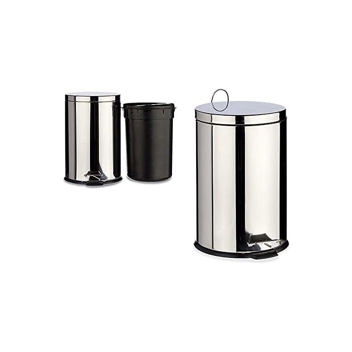 Corbeille à papier en acier inoxydable - BigBuy Home - 20 L - Ouverture ouverte - Cylindrique - 35.99x35.99x35.99 cm