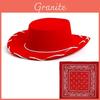 Children Cowboy Hat And Bandana Set With Rope For Dress Up Party And Holiday Celebrations