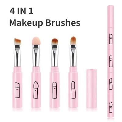4 IN 1 Multifunktionales Make-up-Pinsel-Set, Make-up-Gadget, abnehmbarer Lippen-Lidschattenpinsel, Schwamm-Lidschattenpinsel für Zuhause und Reisen