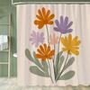 1pc Modern Minimalist Flowers Shower Curtain Floral Design Perfect Bathroom Decorative Bathroom Shower Curtain With Hooks