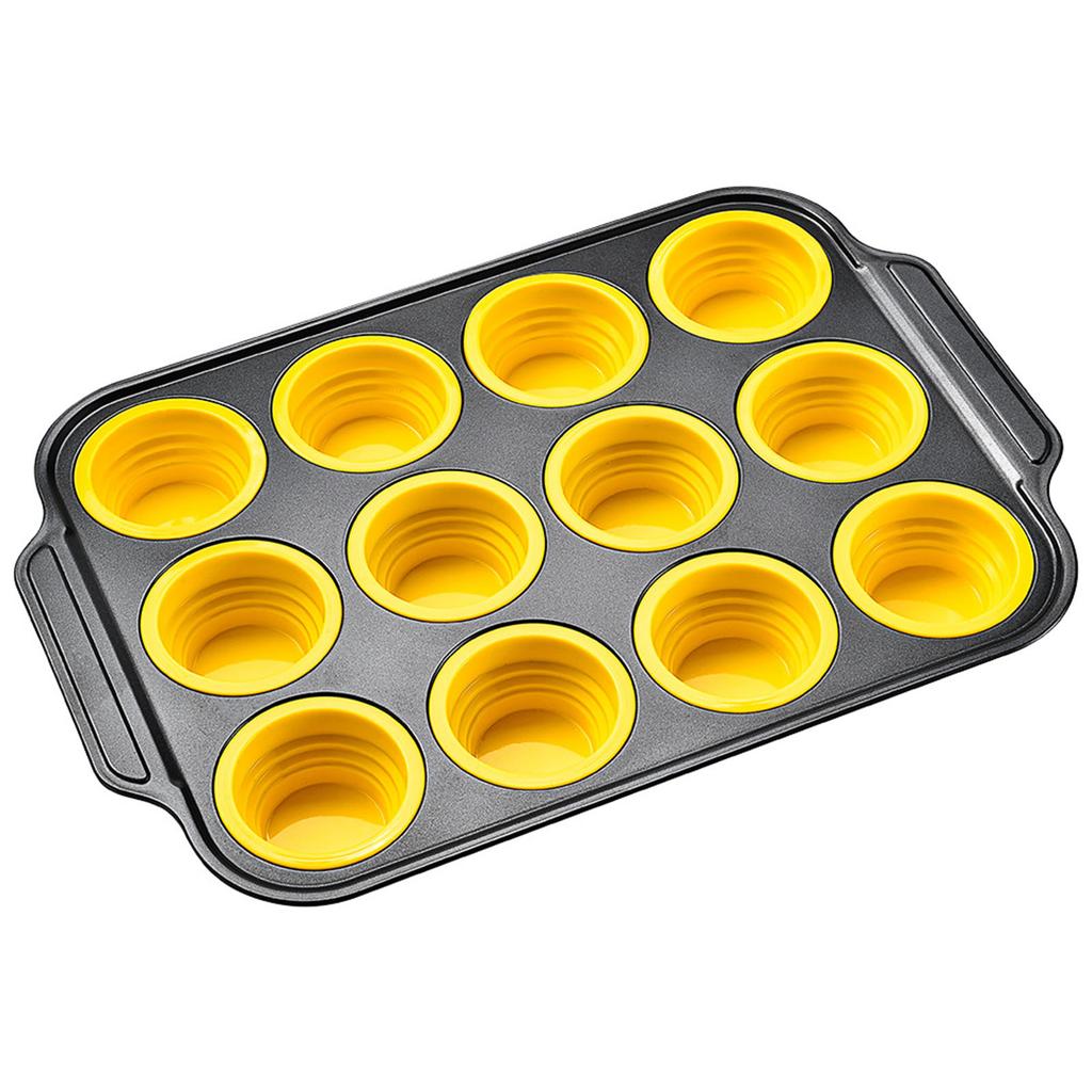 Stampo per Muffin in Silicone Antiaderente da 12 o 6 Vaschette, Design Pieghevole, Stampo per Torta per Preparare Facilmente Torte e Pane a Casa