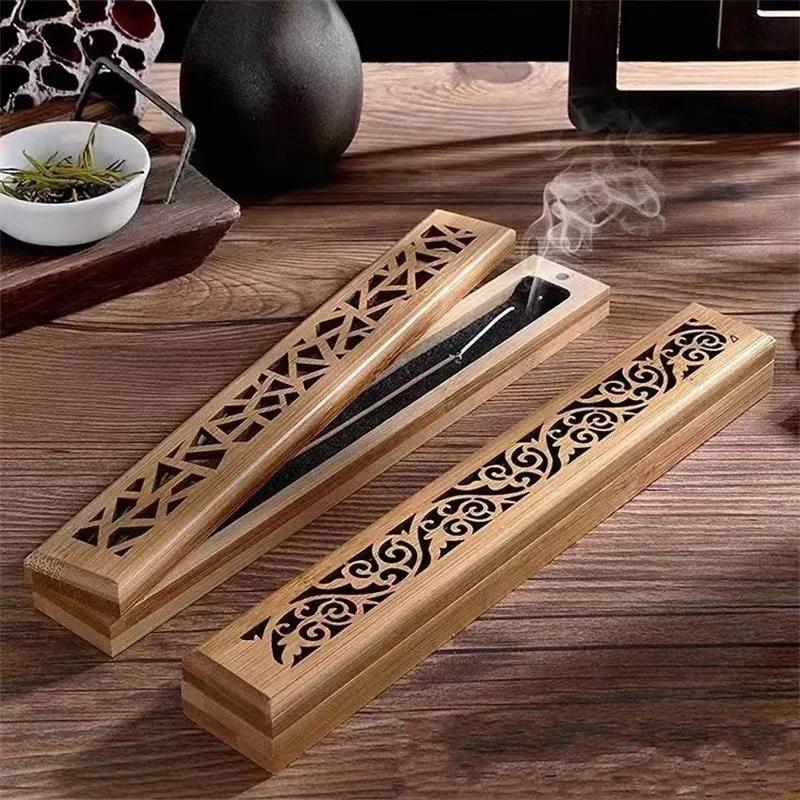 Household Bamboo Fragrance Box Incense Box Bed Home Bed Incense Box Agarwood Incense Insertion Bamboo Wooden Tea Ceremony Hollow