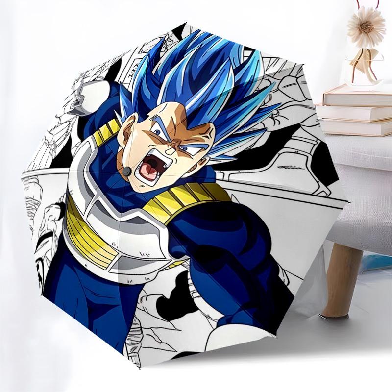 

1pc Dragon Ball Z Vegeta Super Saiyan Blue Automatic Folding Umbrella - Portable 3-Fold Design with Iron Frame - Outdoor for Fans, Travelers, Daily Us