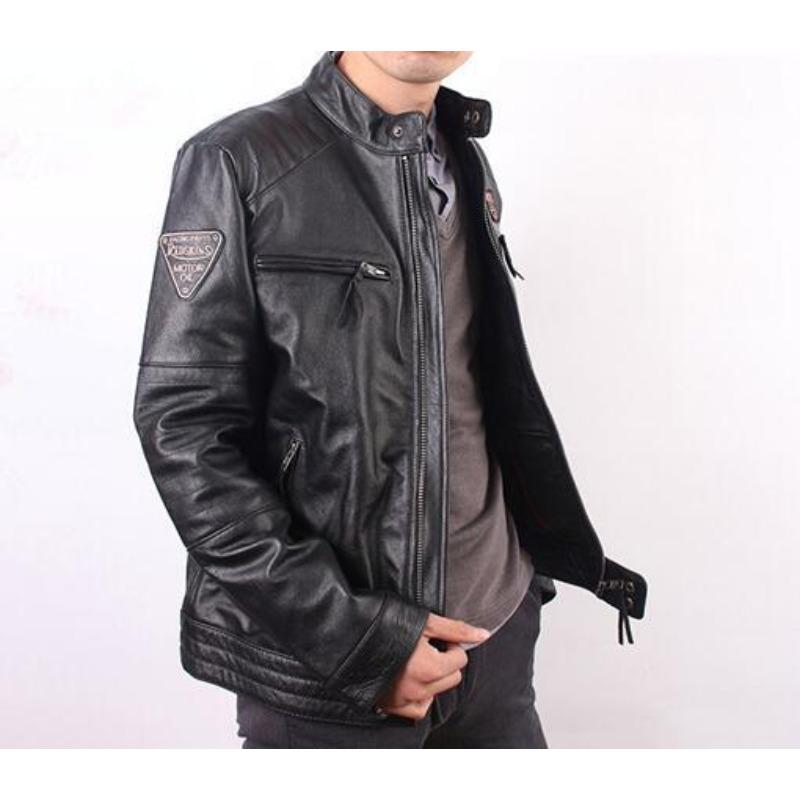 

Мужская короткая приталенная кожаная куртка из искусственной кожи 5XL чёрный