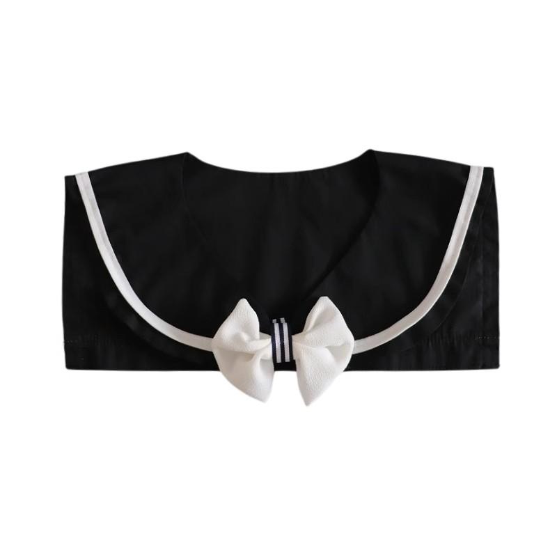 Womens Sweet Front Bowtie Navy Style Shawl Fake Collar Girls Detachable Blouses Top False Collar Woman Decorative Scarf Wrap