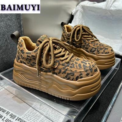 Fashion Leopard Platform Shoes Women Casual Sneaker Winter Flats Suede Cotton Plush Warm 2024 Trend Autumn Designer Sport Zapatos Mujer