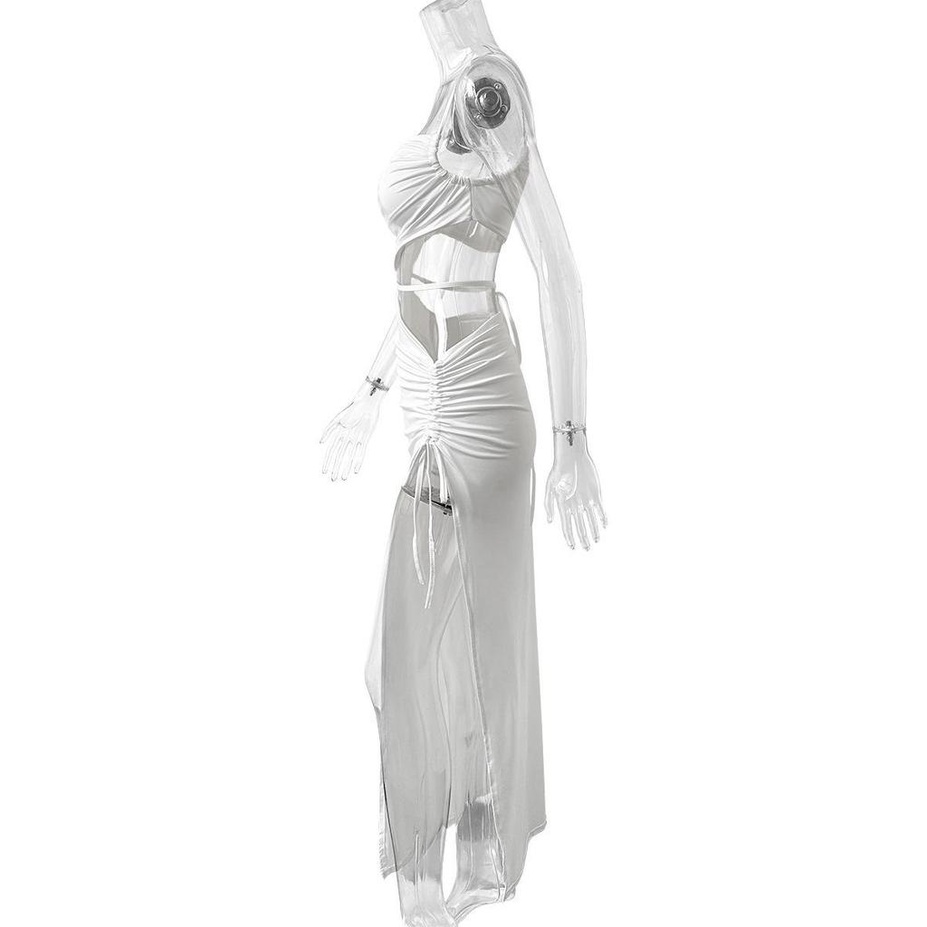 2026 One-Shoulder Strap Women's Sexy Lace-Up Cut-Out Split Long Dress