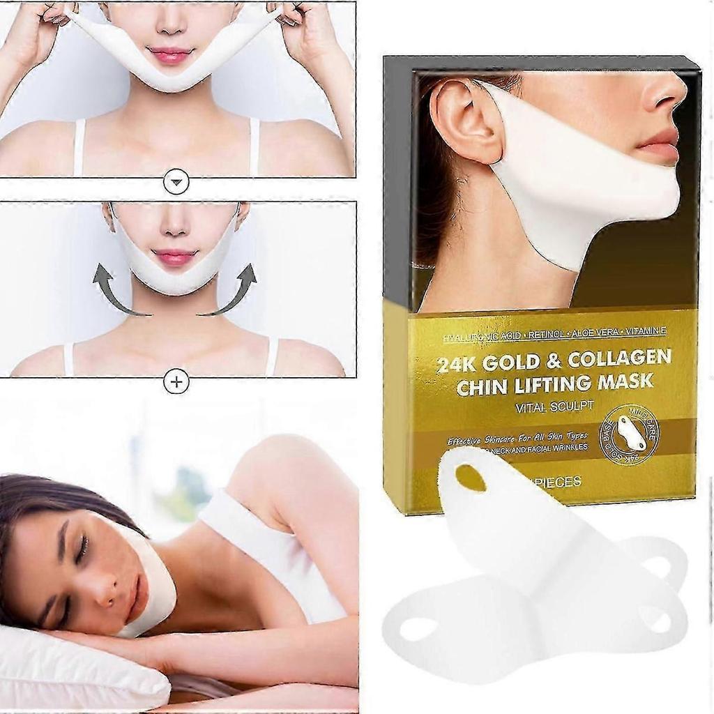 4 Pack V-Line Lifting Mask with 24K Gold & Collagen, Anti-Aging Face & Neck Care