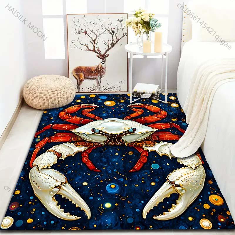 Fantasy Starry Sky Crab Print Carpet for Bedroom Living Room Bedside Sofa Floor Mat Modern Home Decor Area Rug for Gfits