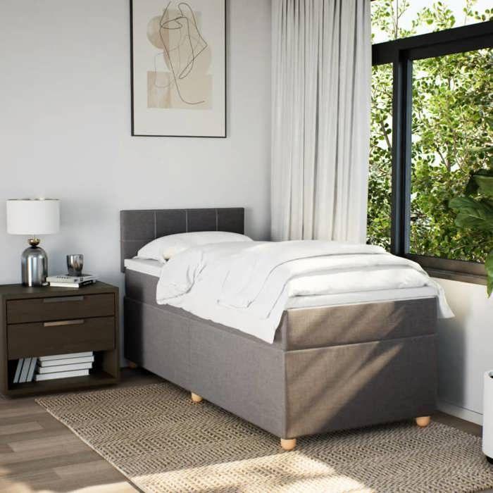 VidaXL Sommier à lattes de lit avec matelas Taupe 90x200 cm Tissu 3286567