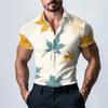 Pánská módní tištěná saténová košile s krátkým rukávem