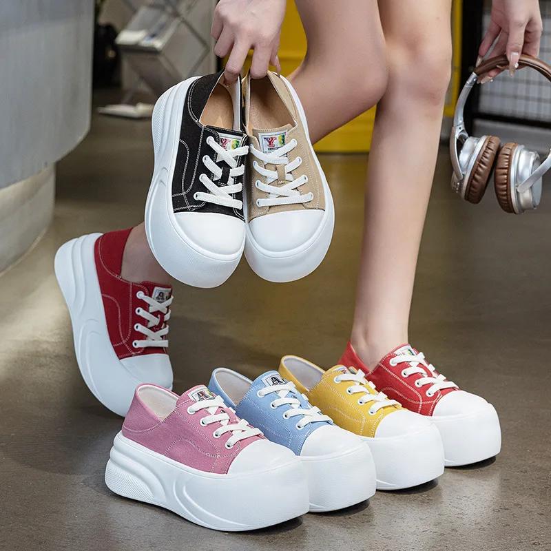 Fashion 7CM Spring Denim Microfiber Leather Breathable Brand Women Sandals Flats Hollow Round Toe Platform Wedge Flats Pumps High Shoes