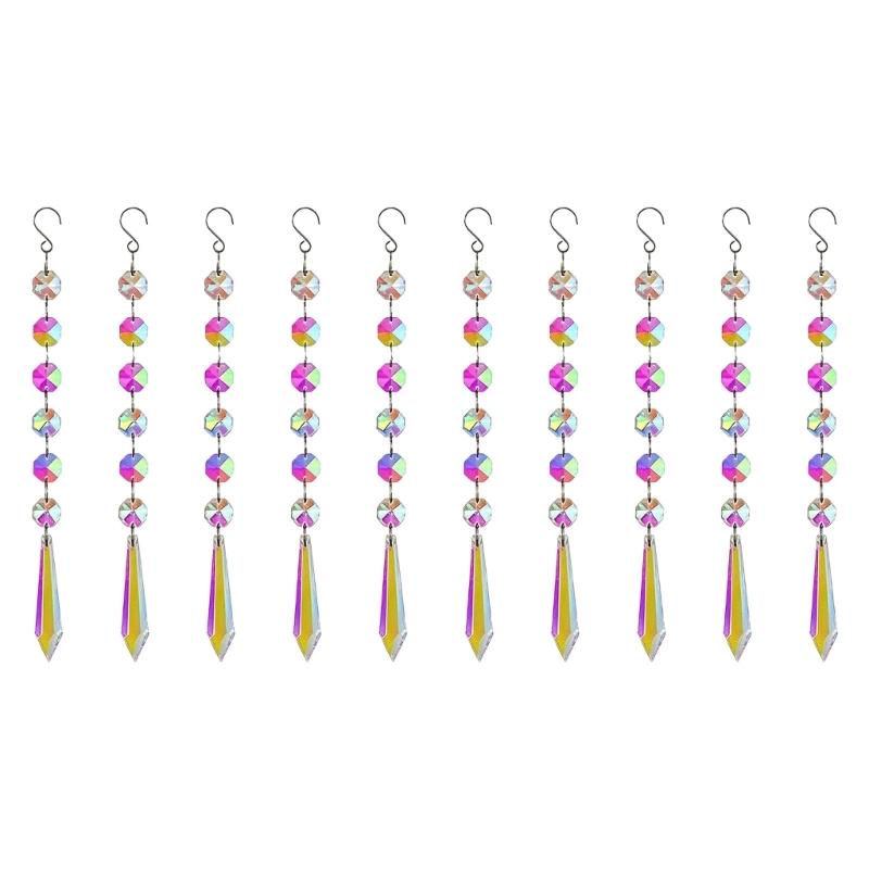Glass Sunlight Pendant Set, 10 Piece Faceted Accent for Window Display, Party Styling and Home Room Display Use