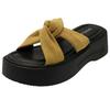 2025 summer new muffin platform slippers women's wear cross-toe one-word drag height increase casual sandals